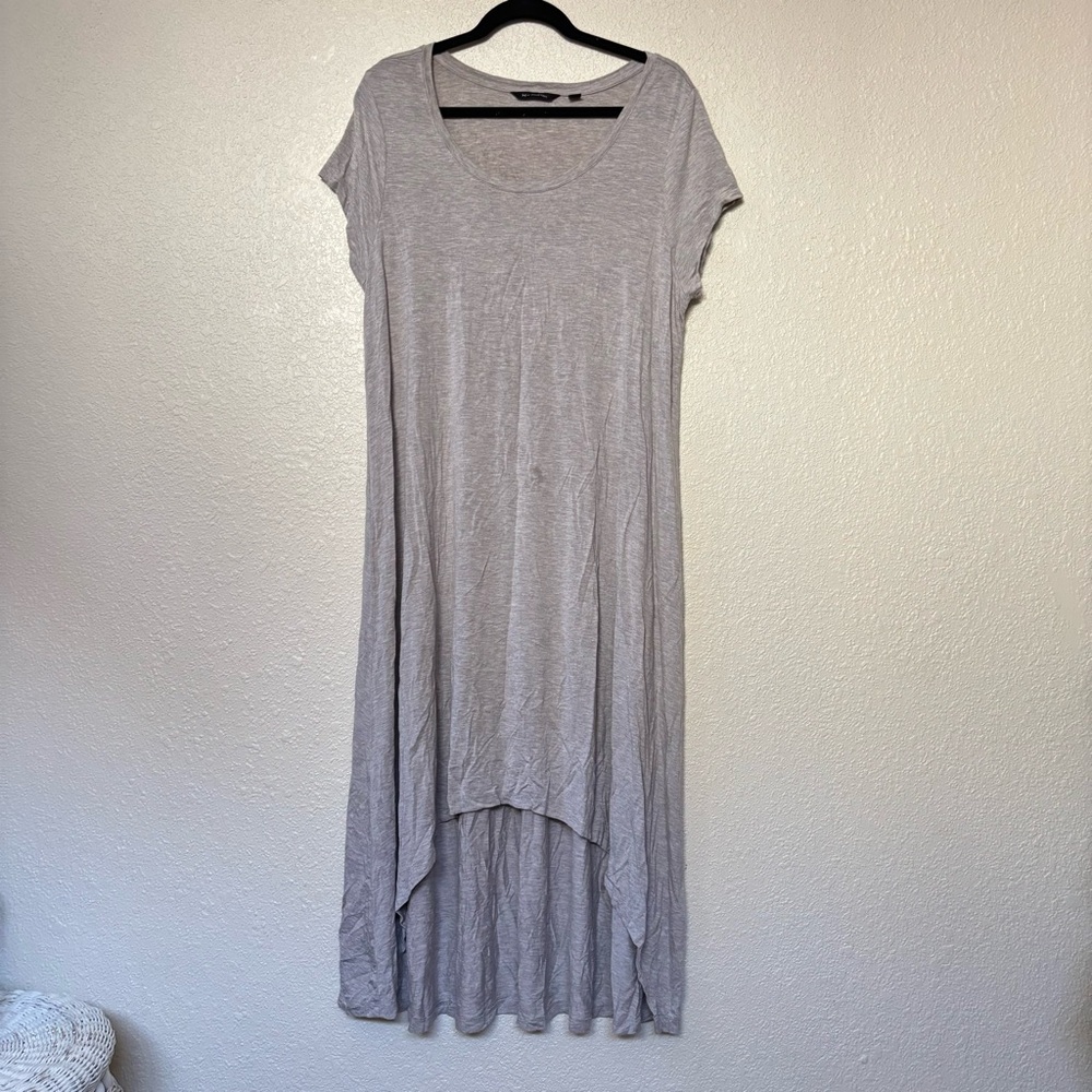 H by Halston Light Gray Modal Short Sleeve High Low Tee Shirt Dress LP